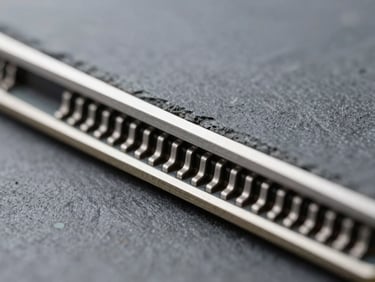 Macro detail shot of modern circuit board edges, cool studio lighting, slate gray and metallic silver tones, sharp focus, 35mm