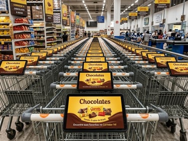 propaganda para carrinho de supermercado. manopla. placa face para carrinhos