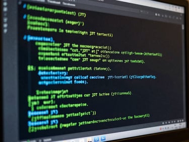 Terminal window showing JWT token decode output and curl request-response log, green and cyan monospace text on dark background, screen glow, no person