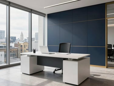 A modern and clean London office desk with bright natural daylight, minimalist setup, pristine and orderly, secondary image
