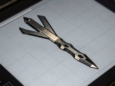 Macro shot of a detailed CNC toolpath on a CAD screen, overlaid with a subtle grid, dark industrial background.