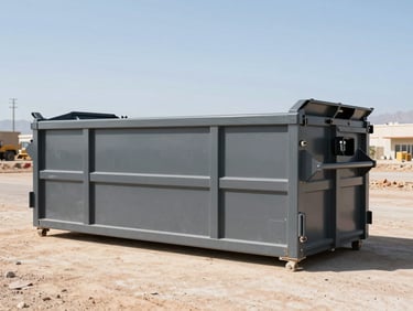 Heavy-duty 40-yard commercial dumpster on an active Glendale job site, bright daylight