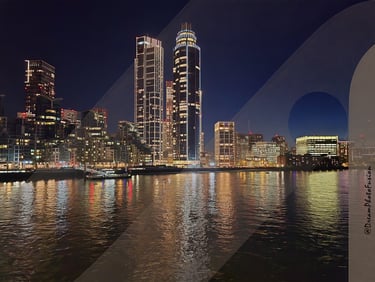 London city skyline with aThames river and a bridge at night