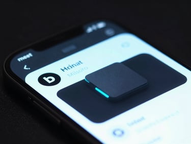 Sleek dark-mode crypto wallet interface on a mobile screen, glowing cyber-cyan accents, macro lens perspective