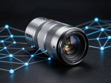 Abstract digital network overlay representing medical data flows, cool silver studio lighting, sharp focus, 35mm lens