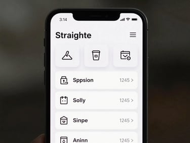 Straight-on view of a mobile application interface showing a clean data dashboard with high-contrast text and crisp icons.