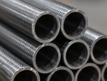 Macro close-up of a perfectly cut carbon steel tube cross-section, showing uniform wall thickness, cool industrial lighting, sharp metallic highlights
