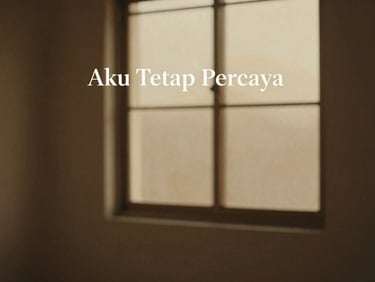 Album artwork for 'Aku Tetap Percaya', minimalist, warm tones, soft light, intimate feel, for a music album cover.