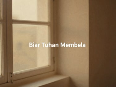 Album artwork for 'Biar Tuhan Membela', minimalist, warm tones, soft light, intimate feel.