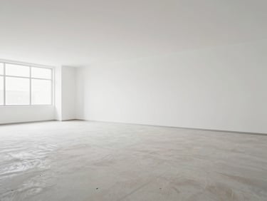Newly constructed commercial space, dust-free and polished, ready for final inspection, bright and airy.