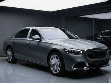 A luxury sedan parked in a high-end modern garage, covered in a tailored charcoal-grey form-fitting car cover, soft moody overhead lighting, 35mm