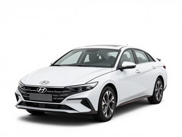 Hyundai Elantra 2024, crisp automotive product photography, bright high-key studio light, clean white background, sharp focus, 35mm