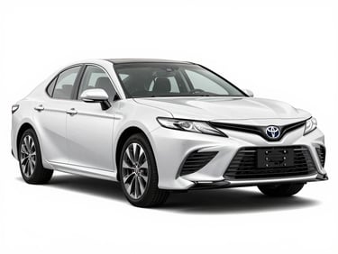 Toyota Camry 2024, crisp automotive product photography, bright high-key studio light, clean white background, sharp focus, 35mm