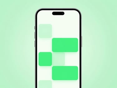 Android phone screen showing a minimalist logic puzzle game, geometric shapes, soft ambient green light.