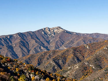 Beautiful landscape of the Guadarrama mountains in autumn, bright natural daylight, crisp focus, 35mm lens