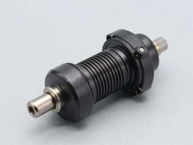 Crisp studio shot of an automotive ignition coil, bright lighting, light gray background
