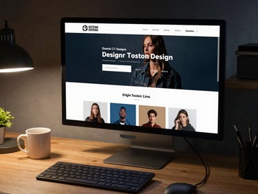 Minimalist luxury e-commerce interface displayed on a modern display, dark mode, elegant typography, 35mm