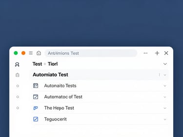 A clean software interface showing automated test execution in a terminal, crisp cool daylight, slate blue tones, sharp focus, 35mm lens