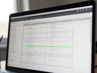 Close-up of a software developer's screen showing a dense agile board and technical ticket detail in a clean workspace, even daylight from a side window, no faces, focus on the structured work surface