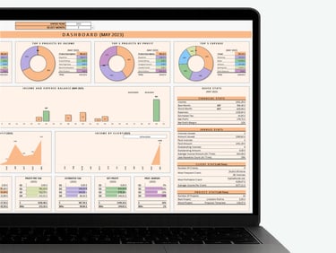 Small business finance and invoice tracking spreadsheet dashboard