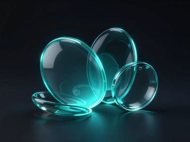 Abstract 3D digital glass shapes reflecting vibrant neon-cyan light, deep shadows, high-contrast studio lighting, sleek octane render