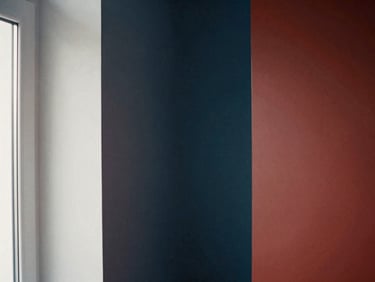 Abstract structural detail of a minimalist Scandinavian interior, clean lines, soft north-facing daylight, deep navy and muted crimson accents, warm editorial photography, 35mm film