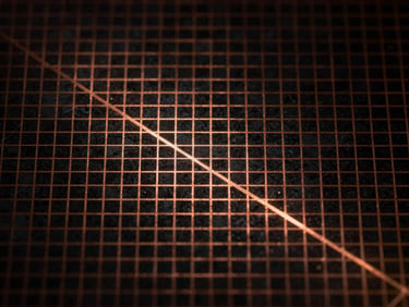 Abstract high-spin data visualization, micro-grid lines, deep obsidian background, copper glow, technical arrangement