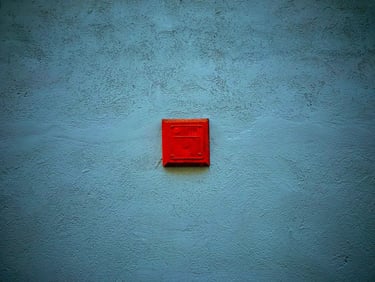 A red square painted on a wall