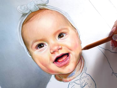 a pastel drawing of a baby