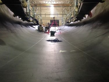 Boat hull being test with laser shearography
