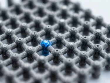 High-magnification electron microscope scan of a custom synthesized carbon nanotube lattice, metallic gray tones, cool blue highlights.