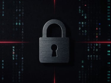 Abstract dark texture representing digital security breaches, with subtle red accents, stark, high-contrast, low-key lighting, evoking a sense of compromised systems.