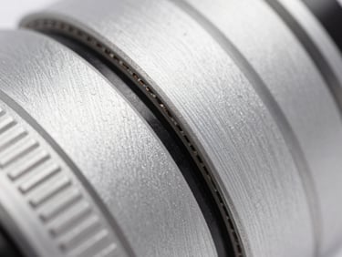 Extreme close-up of a sealed sensor seam on an anodized aluminum chassis, showing micro-millimeter precision, cool studio light