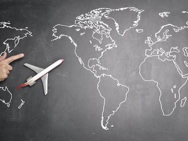 a plane flying over a chalkboard with a drawing of a plane, Air Transport 