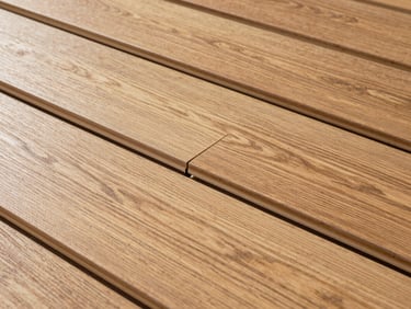 Overhead detail shot of luxury vinyl planks being fitted together perfectly, highlighting tight interlocking joints and realistic wood texture.