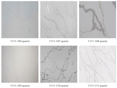 a variety of marbled surfaces and finishes