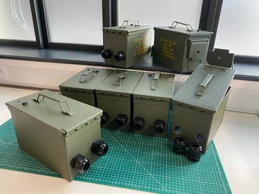 Ammunition boxes to be used for lithium-ion battery cycling
