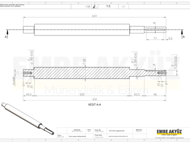 mil teknik resmi, solidworks mil teknik resim, autocad mil teknik resim,