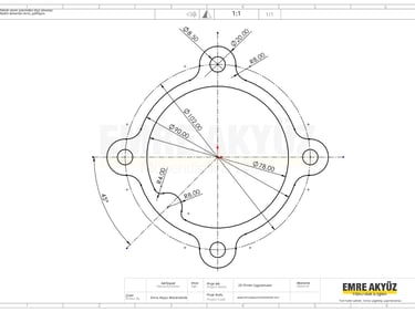 autocad 2 boyutlu çizim örneği, solidworks 2 boyutlu, 2 boyut örnek, 2d örnek