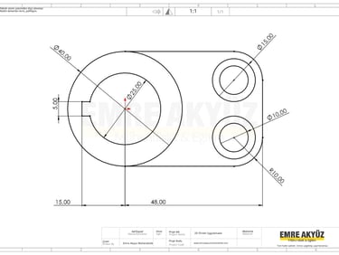 2 boyutlu teknik resim , solidworks örnek çizim, autocad örnek çizim, solidworks teknik resim örneği