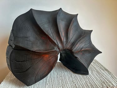 Marine sculpture. Wood sculpture. Laurence Moracchini. Wood carving Brighton. Artist