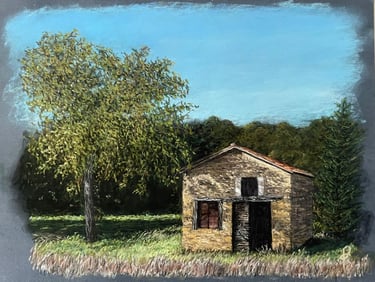 Tableau au pastel - Une cadole au pays des Pierres Dorées