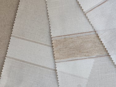 Toiles stores texturées bi-matières naturelles ficelle et ivoire