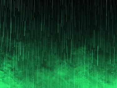 Abstract digital rain falling vertically down an obsidian glass screen, illuminated by a sharp acid green glow.