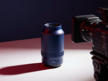 High-contrast studio shot of a video production set, dynamic lighting casting sharp shadows, professional camera capturing a sleek product mockup.
