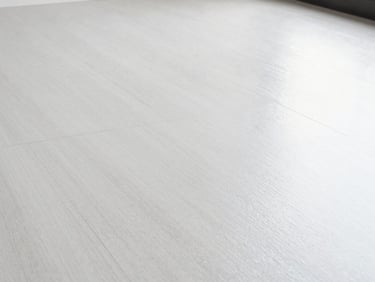 High-resolution close-up of a pristine, restored linoleum floor texture with a deep, protective gloss finish, architectural angles, bright daylight