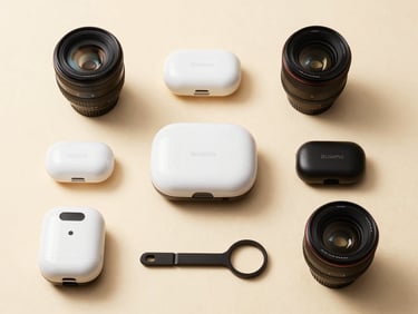 Flat-lay of trending beauty gadgets and small home accessories arranged on a warm cream surface, bright even studio lighting, products clearly visible with no props or styling clutter