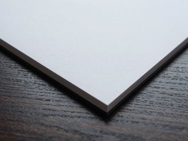 Macro detail of high-end textured stationery on a clean dark oak desk, soft diffused overcast daylight, 35mm sharp focus