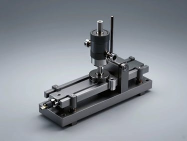 Isometric CAD model of a heavy-duty welding fixture with pneumatic clamps and precise alignment pins, cool studio lighting