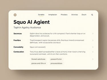High-fidelity UI mockup of the Squo AI agent displaying clean, minimalist text-based insights on a warm cream background, structured academic citations, soft side-lighting.